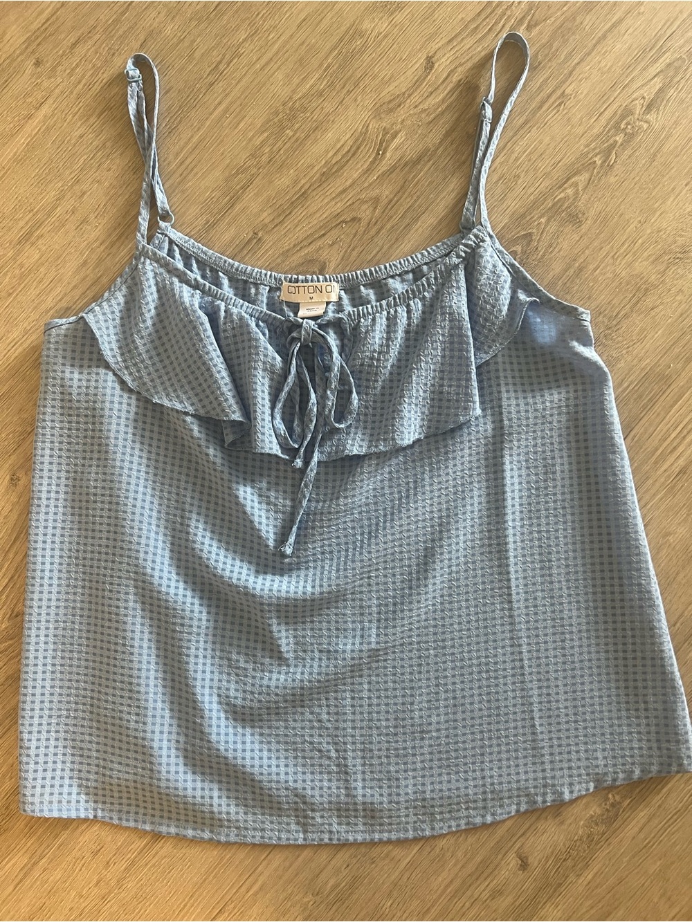 Cotton On Blue Ruffle Tie-Front Cami Top Women's Sleeveless Tank